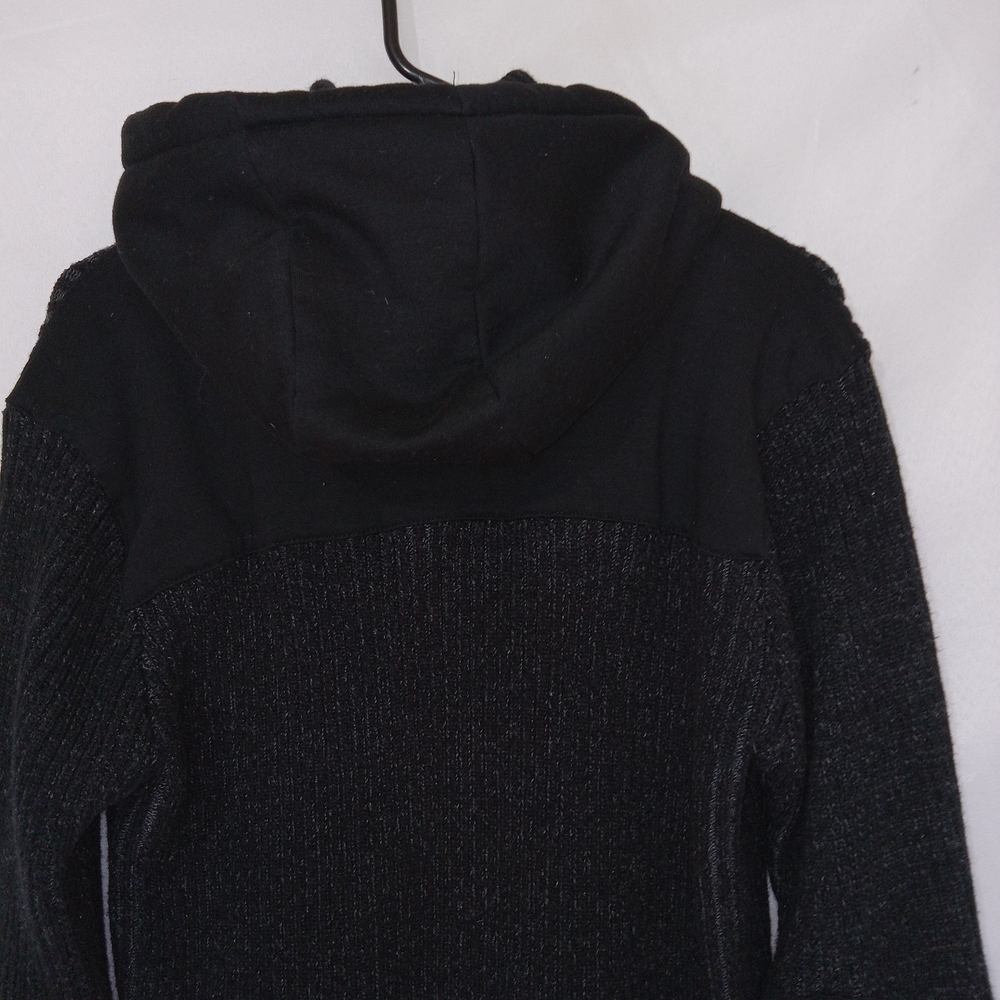 Nick Danger Mens Black Full Zip Sweater Jacket Mock Neck Hooded EUC - Picture 6 of 14